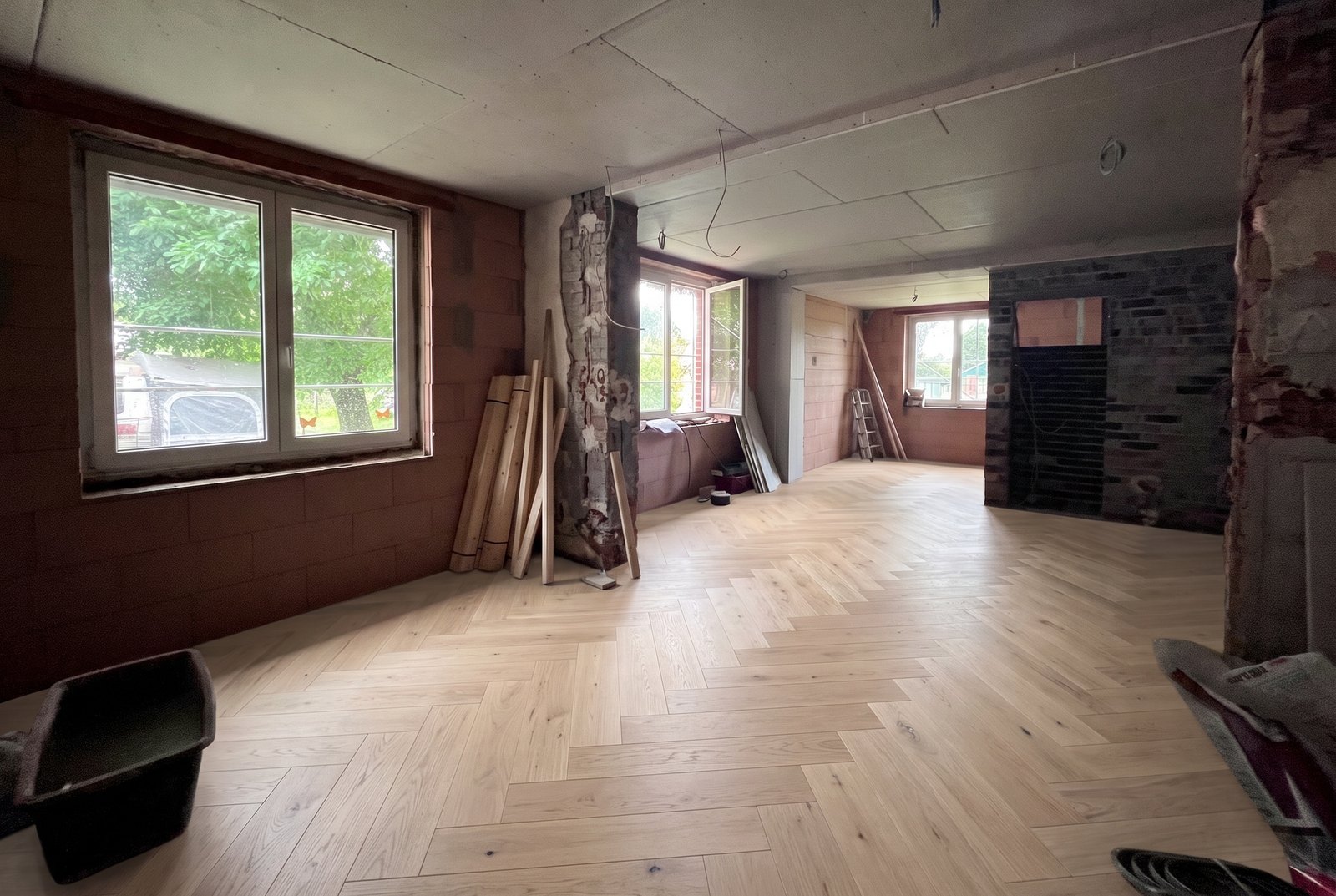 Eiche Rawstone in einem Wohnzimmer — mit KI erzeugte Ansicht